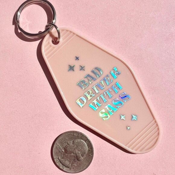 Bad Driver with Sass Motel Keychain in Nude Pink - Picture 3 of 5